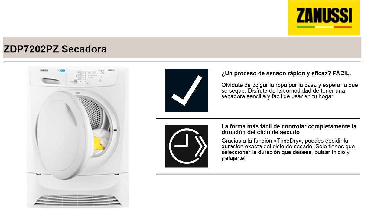 Secadora Zanussi ZDP7202PZ