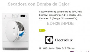 Secadora con bomba de calor Electrolux EDH3684PDE