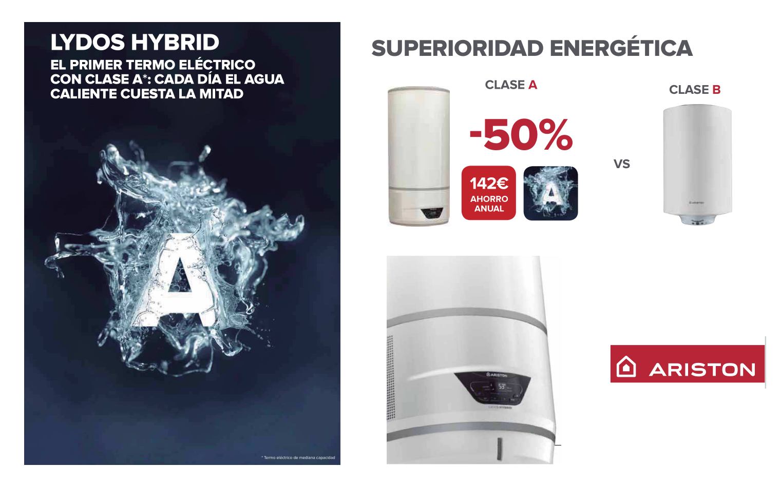 Termo híbrido Ariston Lydos Hybrid de clase A 