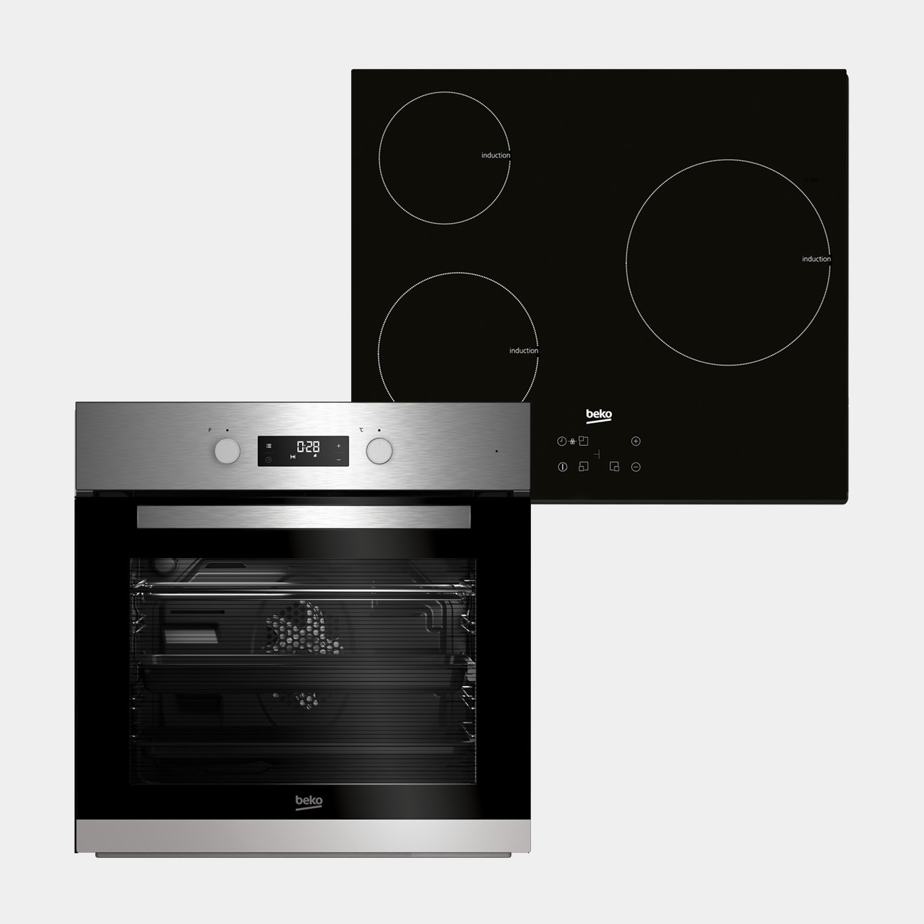 Beko Bse22341x conjunto de horno y placa induccion 3F inox