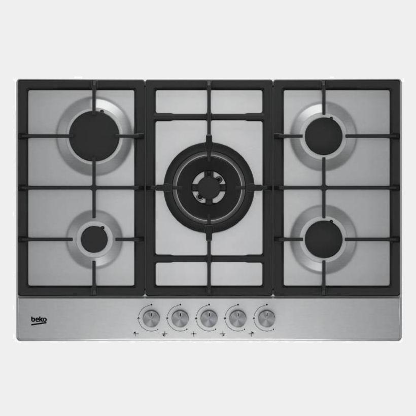 Beko Hiaw75225sl placa de gas inox de 70cm 5 fuegos