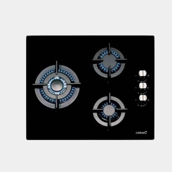 Cata Cci6021Bk placa de cristal gas natural 3 fuegos