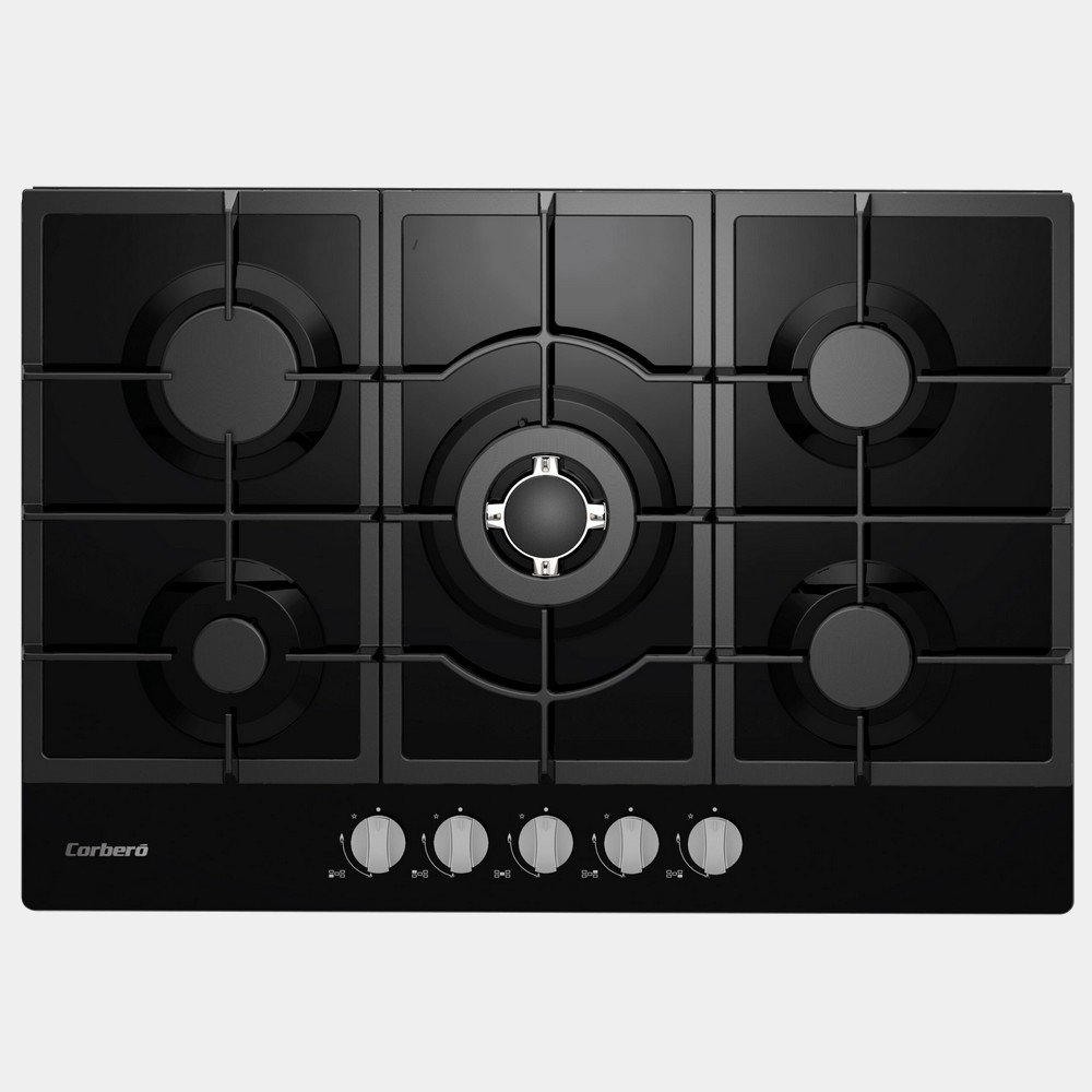 Corbero Cpcgm5f5021n placa cristal negro gas butano 5 fuegos 75cm