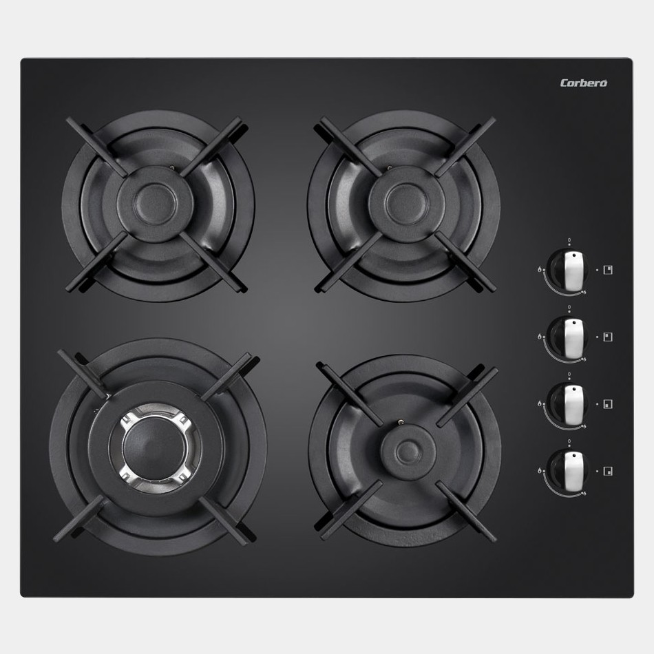 Corbero Cpcgv414nci placa gas butano 4 fuegos cristal negro