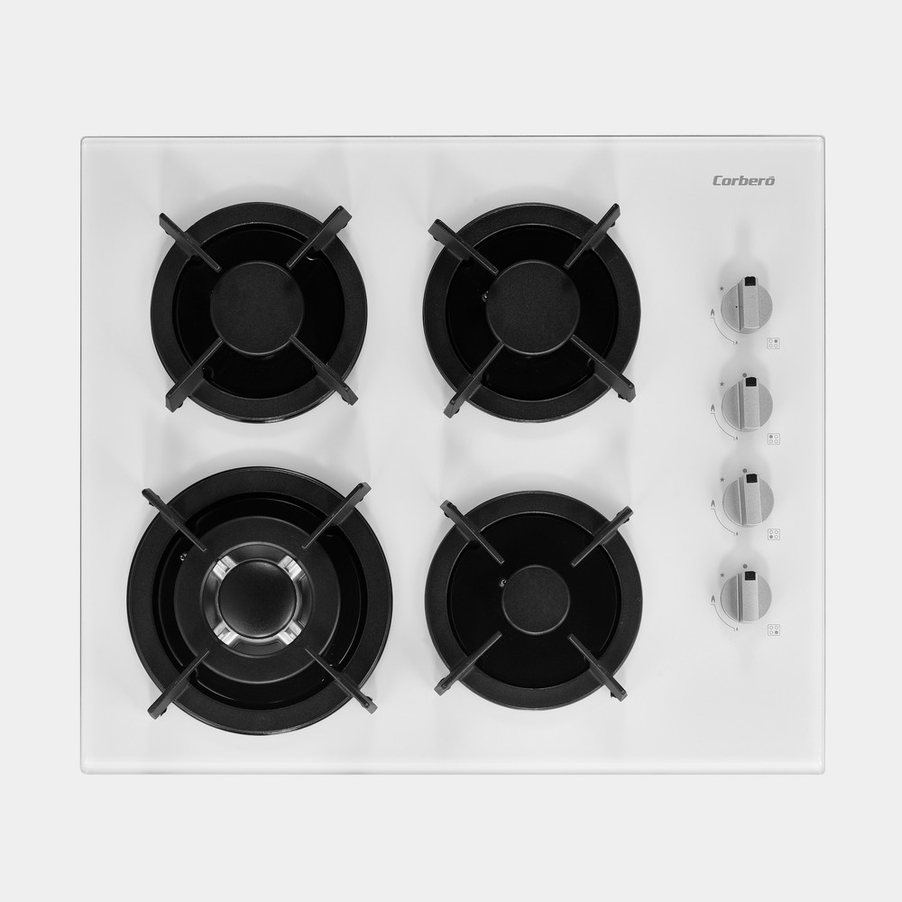 Corbero Cpcgy2314w placa gas natural 4 fuegos Cristal blanco