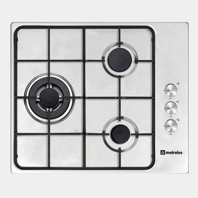 Placa de gas butano Meireles Mg3630x 3 fuegos inox