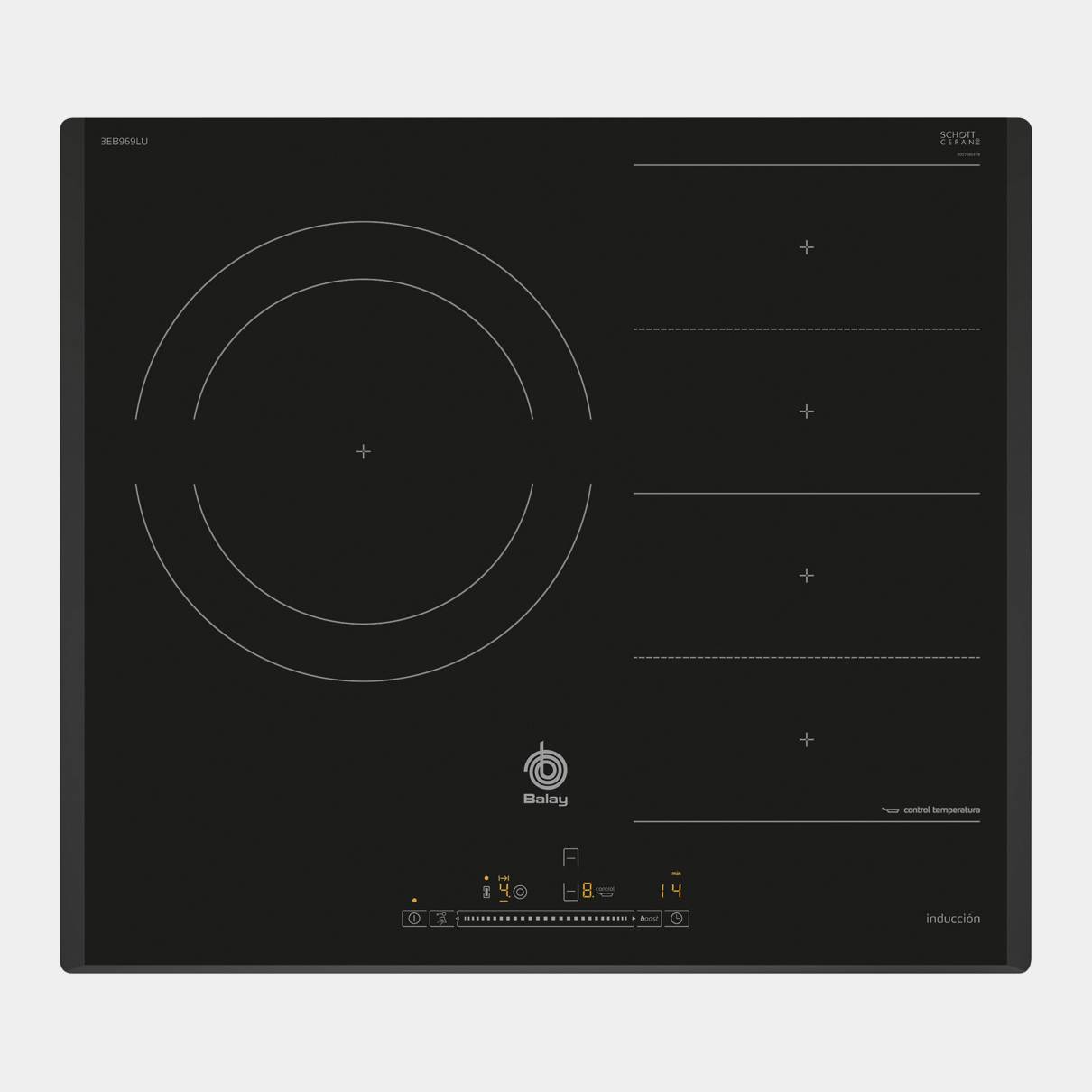 Placa de induccion Balay 3eb969lu de 2 fuegos Flexinduccion Biselada