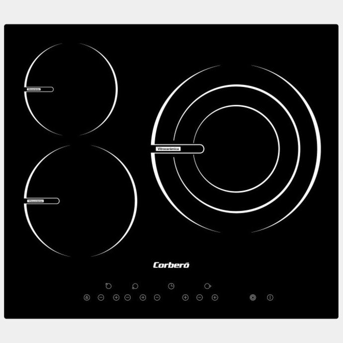 Corbero Ccvy365 placa vitrocerámica de 3 fuegos
