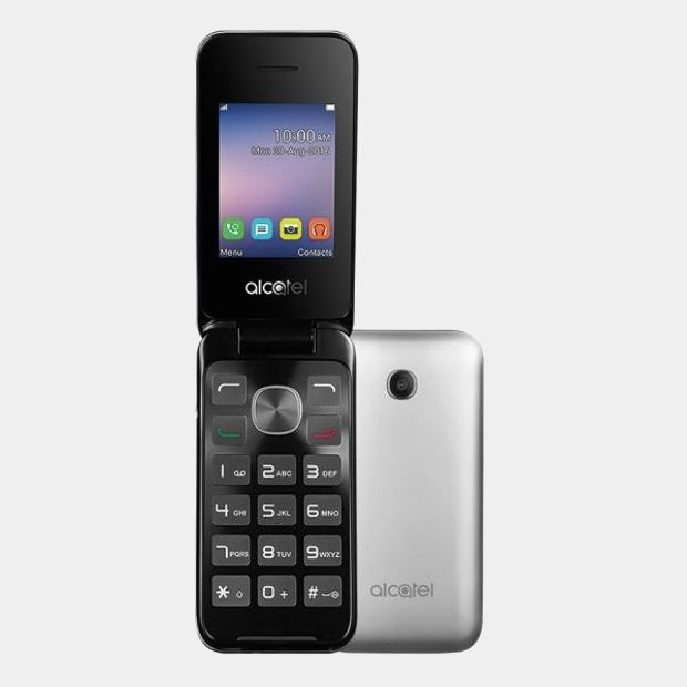 Alcatel 2051 Flip telefono móvil dual plata