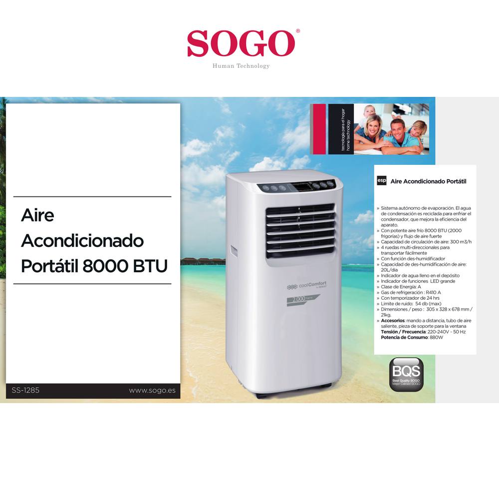 Sogo Airss1285 aire acondicionado portatil 1900fg