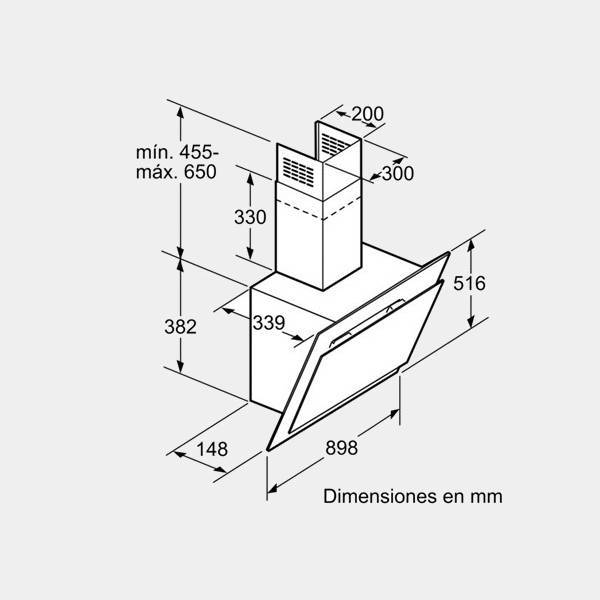Campana decorativa Bosch Dwk09g660 Touch de 90 cristal negro