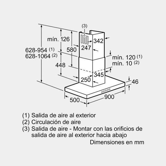 Campana decorativa Bosch DWB097E51 inox de 90 cm Campana decorativa Bosch DWB097E51 inox de 90 cm