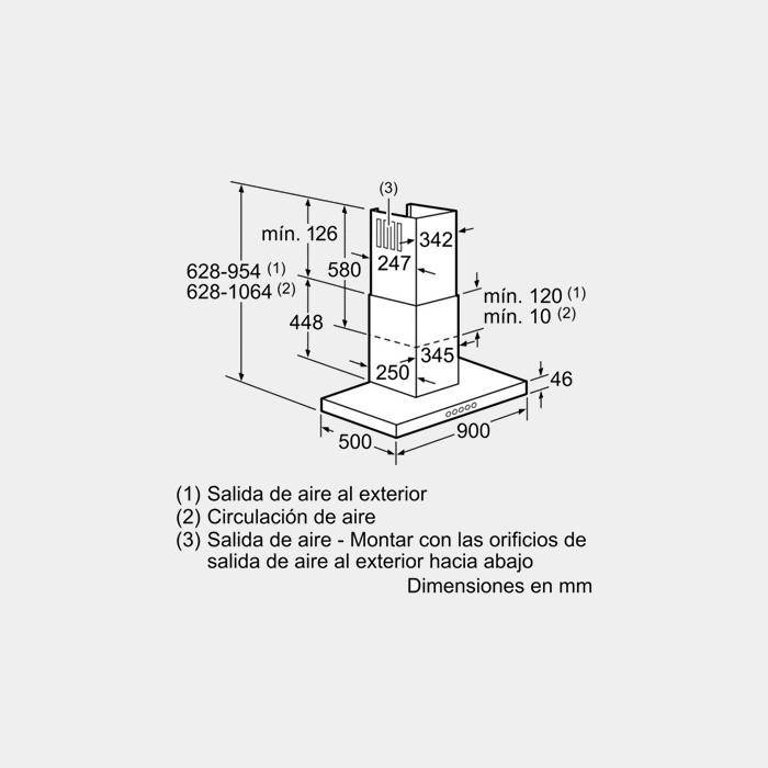 Campana decorativa Siemens LC97BC532 90 cm inox Campana decorativa Siemens LC97BC532 90 cm inox