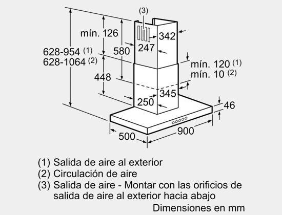 Campana decorativa de pared Bosch DWB097A50 90cm inox